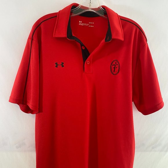 Under Armour Polo Golf Shirt Red Heatgear Short Sleeve EUC Men's Large - Picture 8 of 14